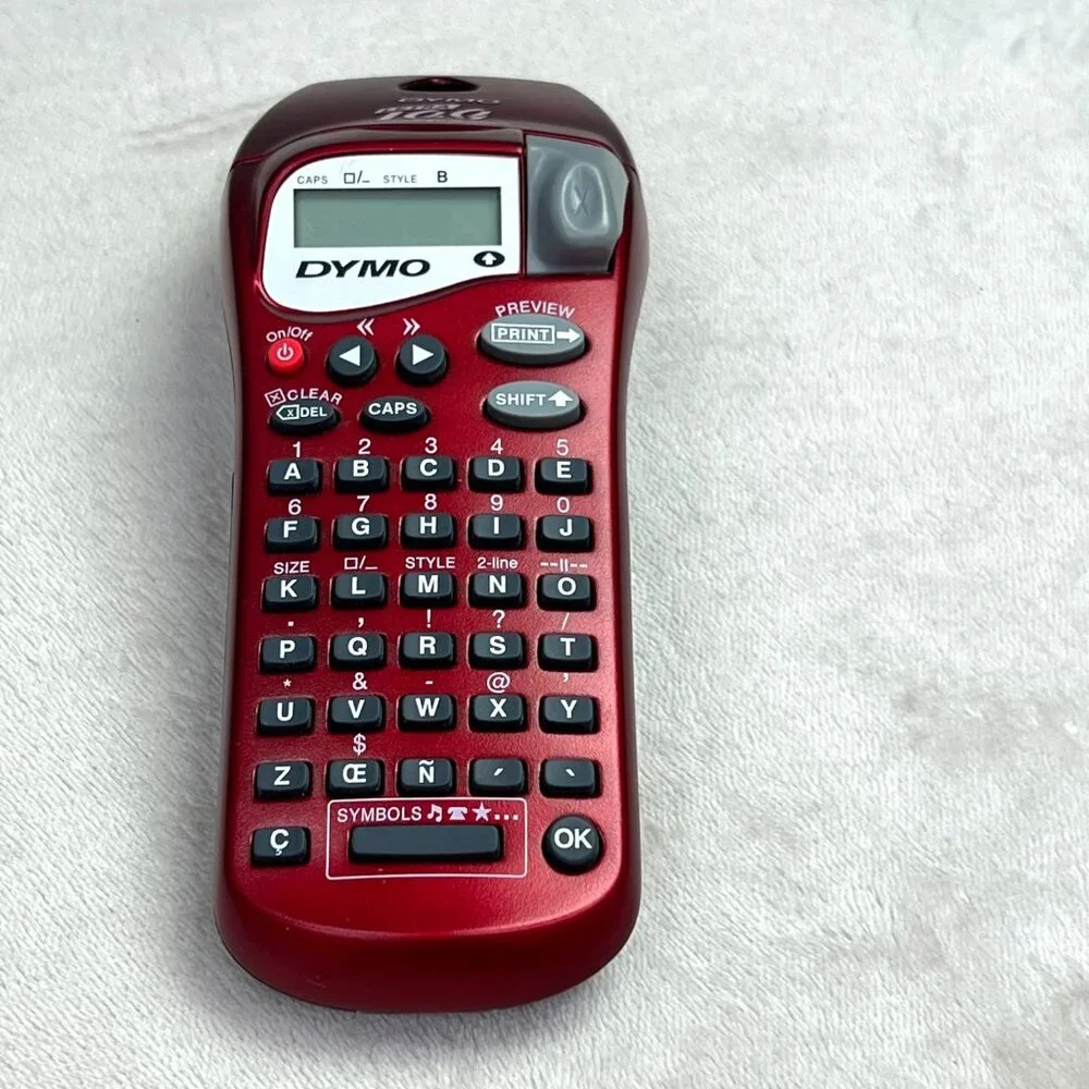 Dymo Letra Tag Label Maker Handheld Red Battery Powered w Tape